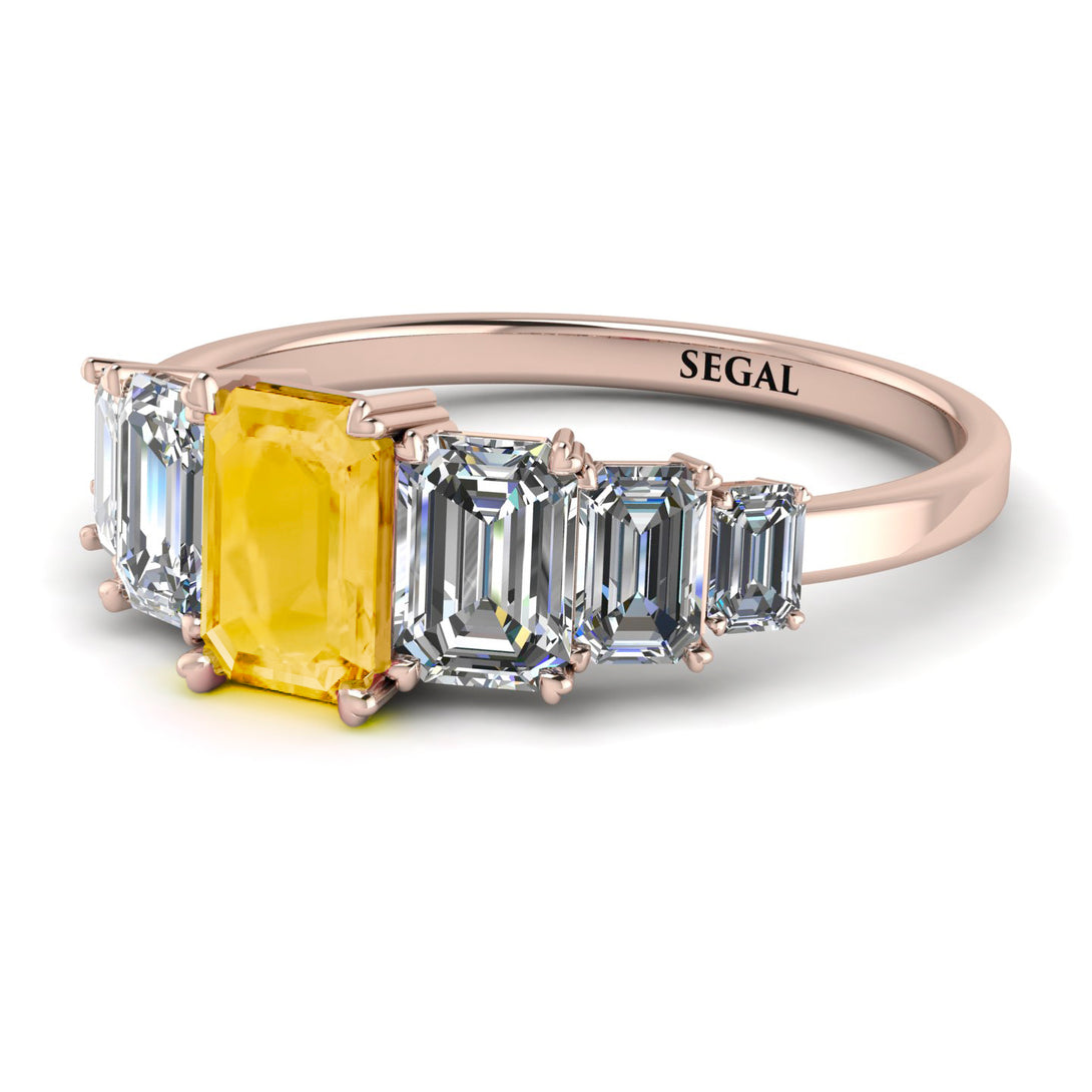 Emerald Cut Citrine Geometrical Ring - Briella No. 602