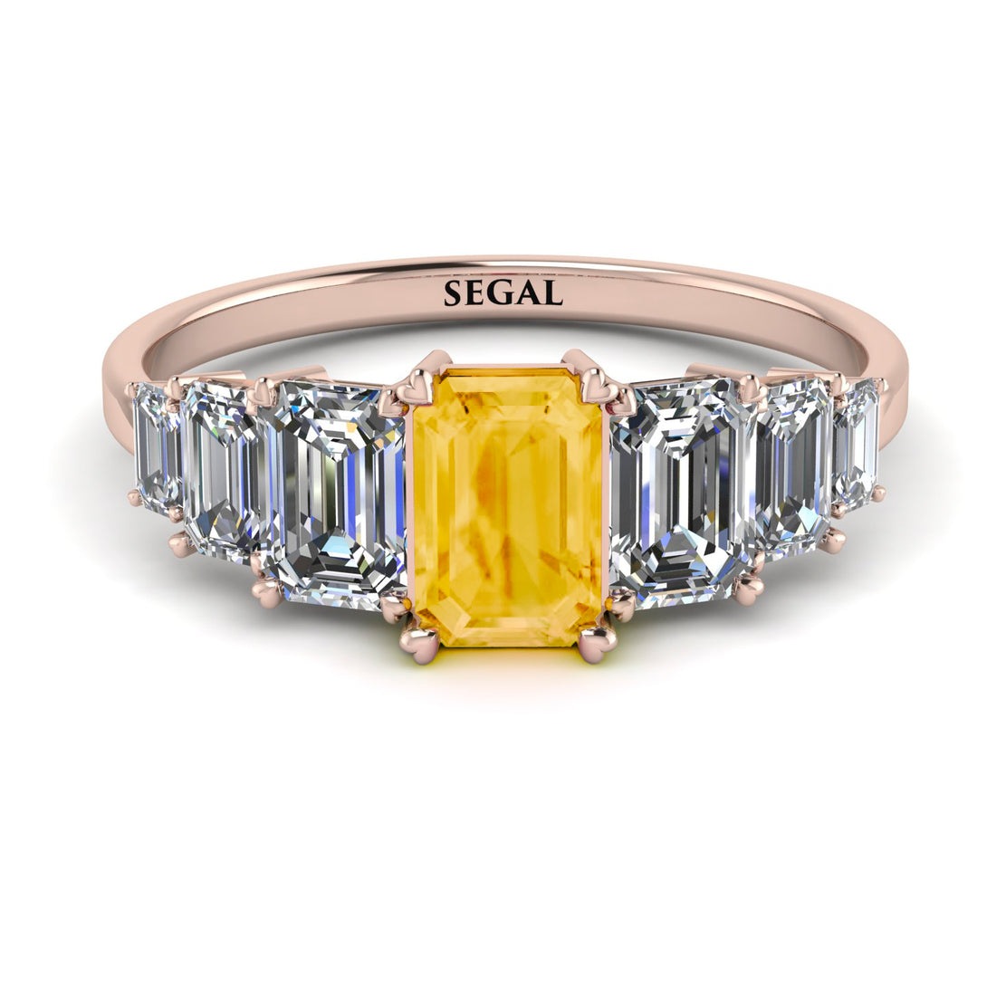 Emerald Cut Citrine Geometrical Ring - Briella No. 602
