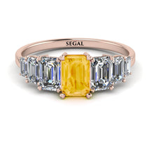 Emerald Cut Citrine Geometrical Ring - Briella No. 602 image 1