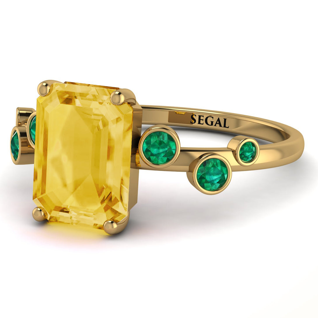 Emerald Cut Citrine Ring With Bezel - Alina No. 604