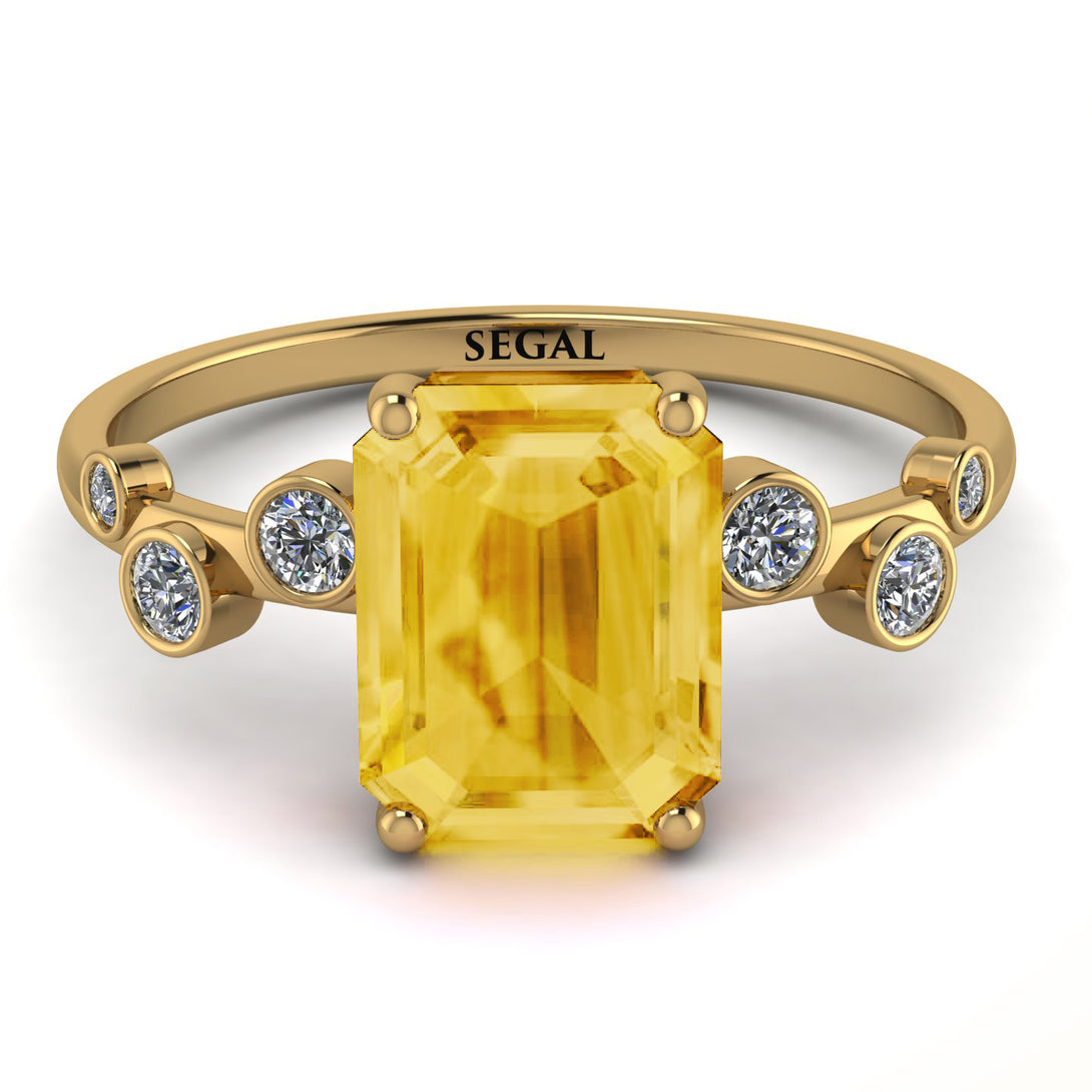 Emerald Cut Citrine Ring With Bezel - Alina No. 601