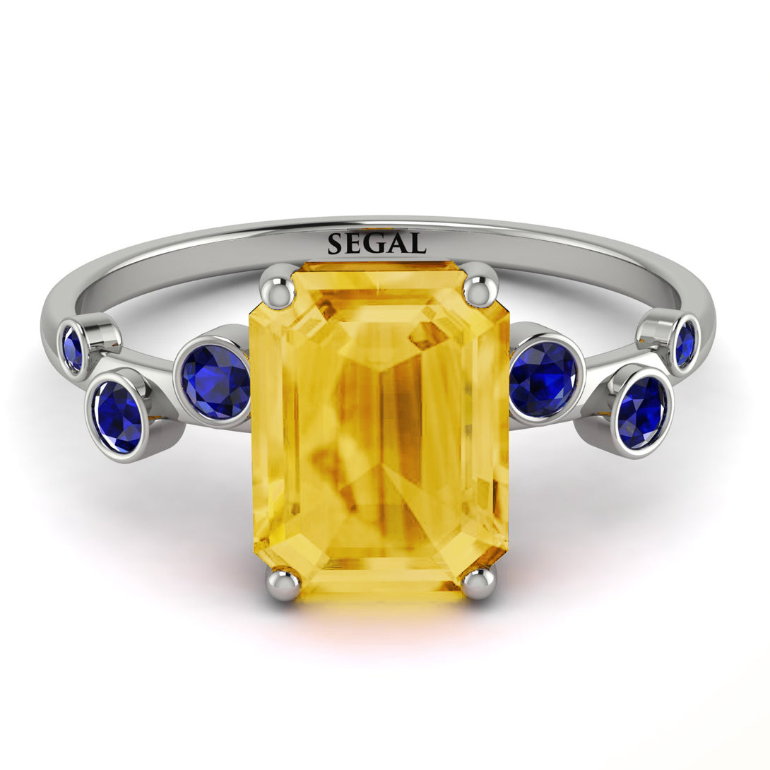 Emerald Cut Citrine Ring With Bezel - Alina No. 615