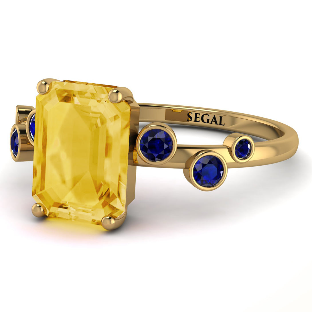 Emerald Cut Citrine Ring With Bezel - Alina No. 613