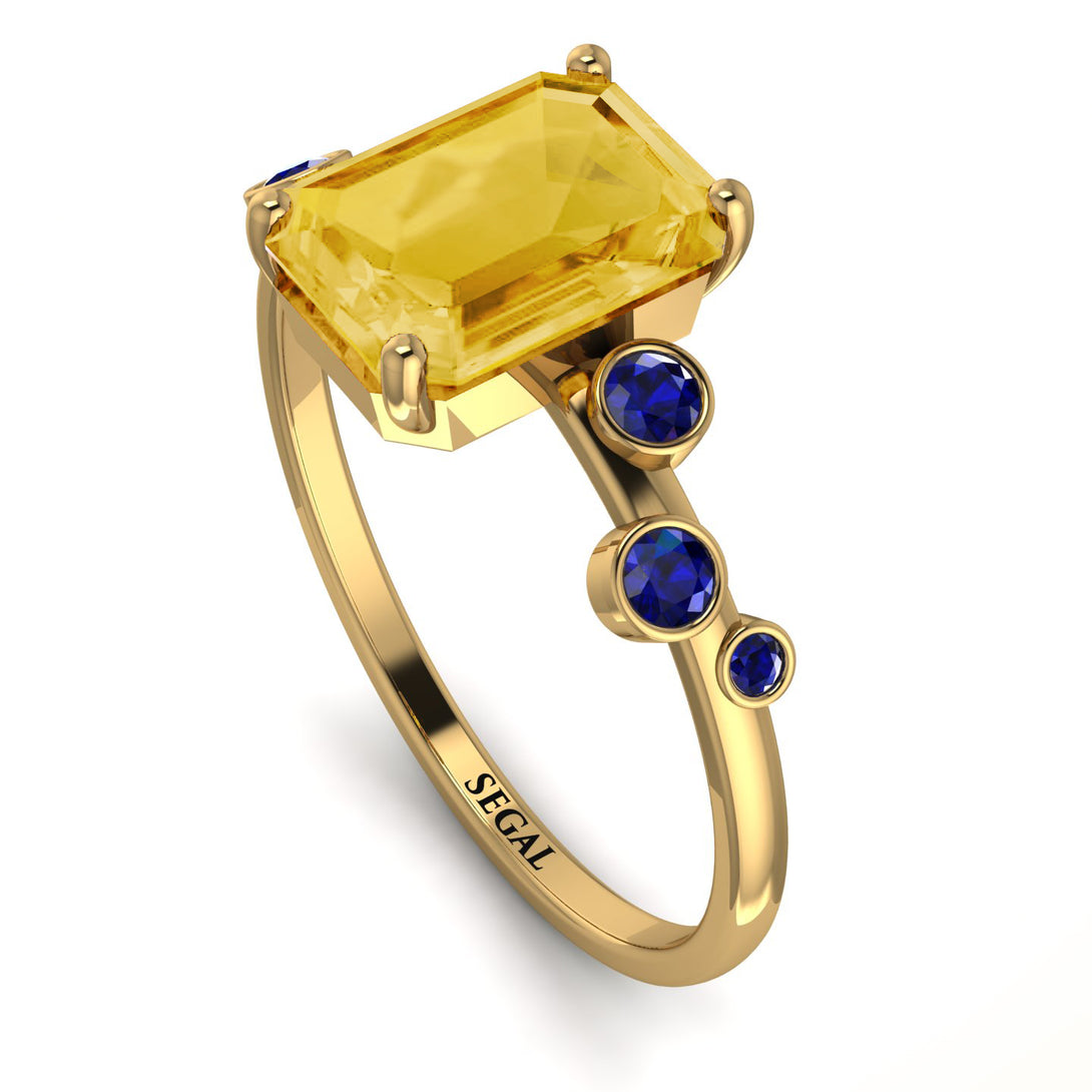 Emerald Cut Citrine Ring With Bezel - Alina No. 613