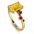 Emerald Cut Citrine Ring With Bezel - Alina No. 610