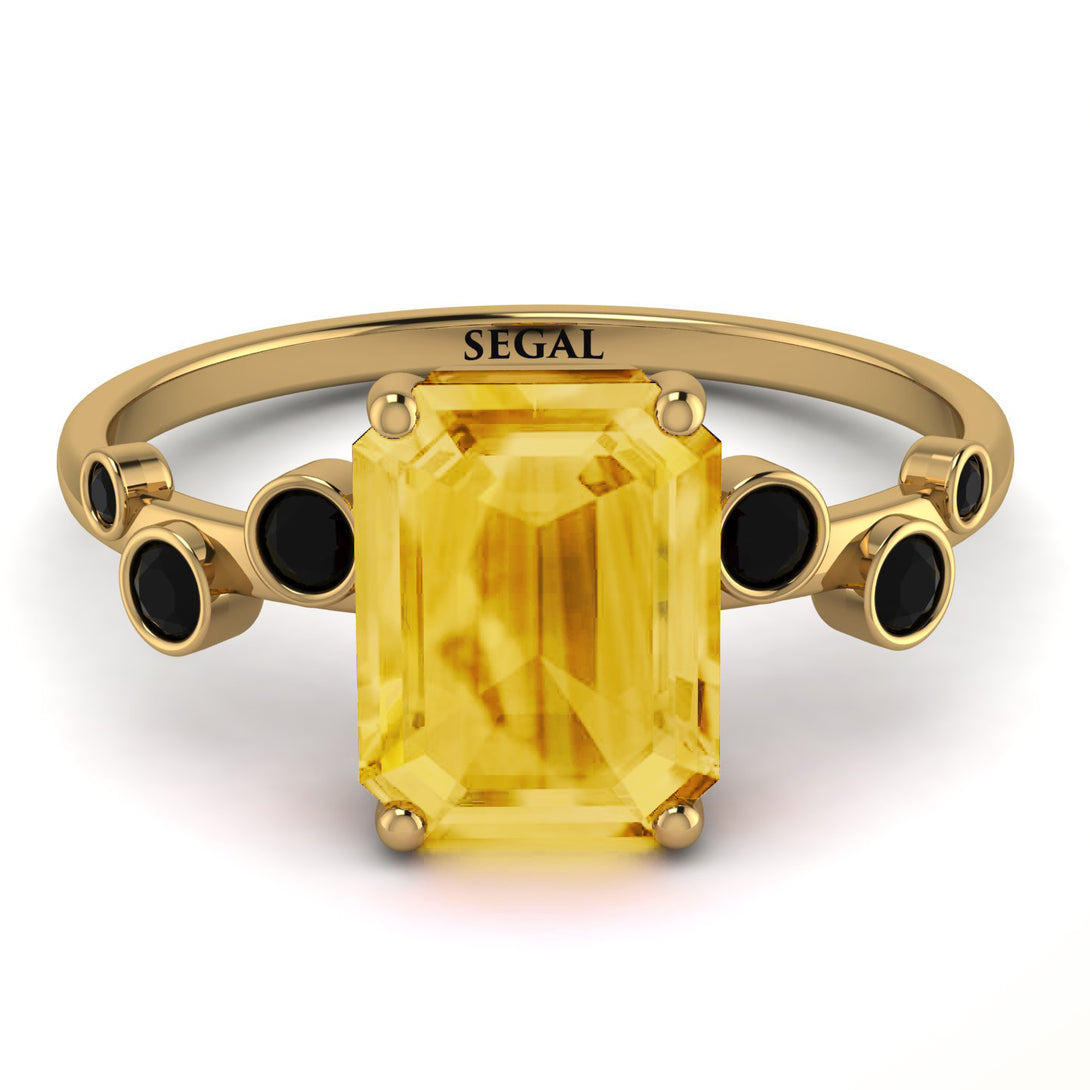 Emerald Cut Citrine Ring With Bezel - Alina No. 607