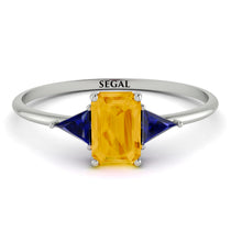 Emerald Cut Citrine With Triangles Ring - Remi No. 615 image 1