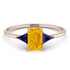 Emerald Cut Citrine With Triangles Ring - Remi No. 614