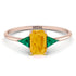 Emerald Cut Citrine With Triangles Ring - Remi No. 605