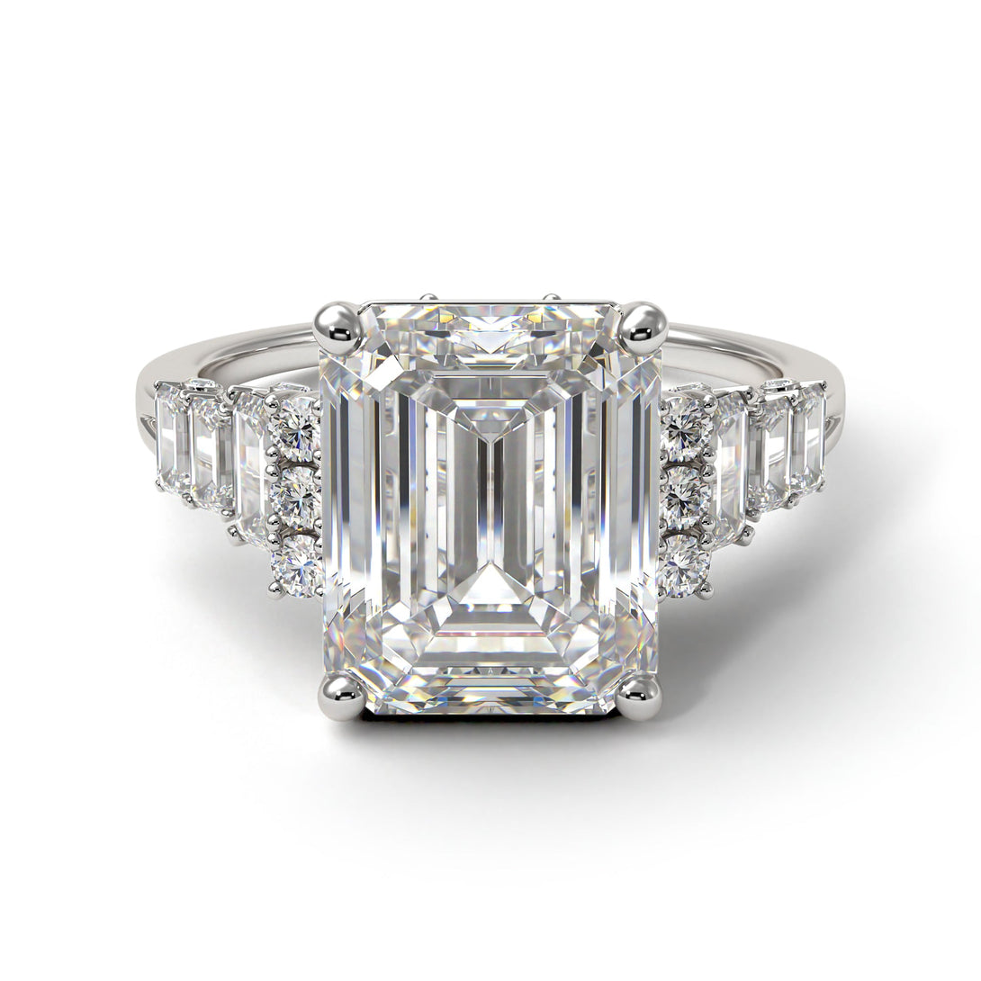 Barbara's Emerald Cut Diamond Ring Hidden Round Diamonds - Sawyer No. 3000