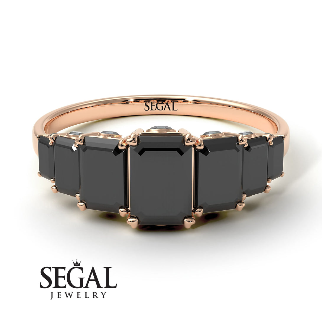 Custom order to Devin Emerald Cut Black Diamond Ring With Hidden Black Diamonds - Brynlee No. 38