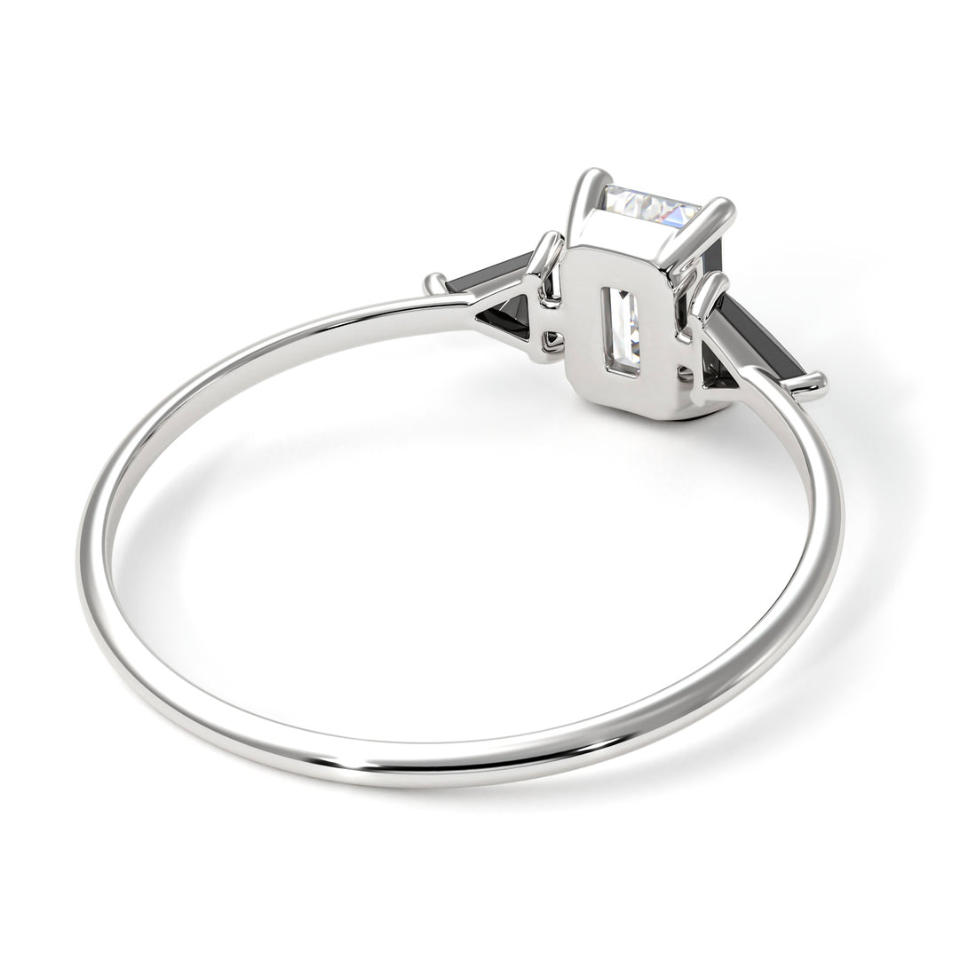 Emerald Cut Diamond With Triangles Ring - Remi No. 33