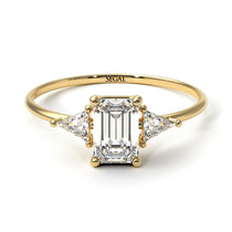 Emerald Cut Diamond With Triangles Ring - Remi No. 1 image 1