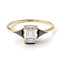 Emerald Cut Diamond With Triangles Ring - Remi No. 31 image 1