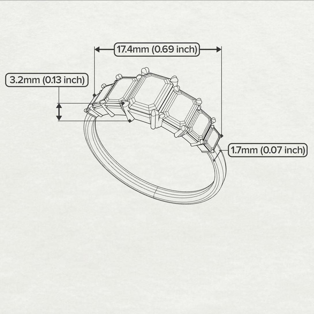 Emerald Cut Blue Topaz Geometrical Ring - Briella No. 505