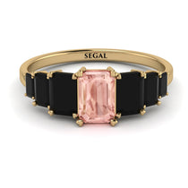 Emerald Cut Morganite Geometrical Ring - Briella No. 907 image 1