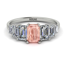 Emerald Cut Morganite Geometrical Ring - Briella No. 903 image 1