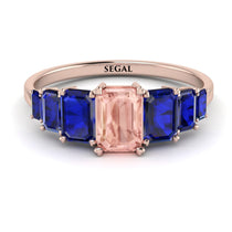 Emerald Cut Morganite Geometrical Ring - Briella No. 914 image 1