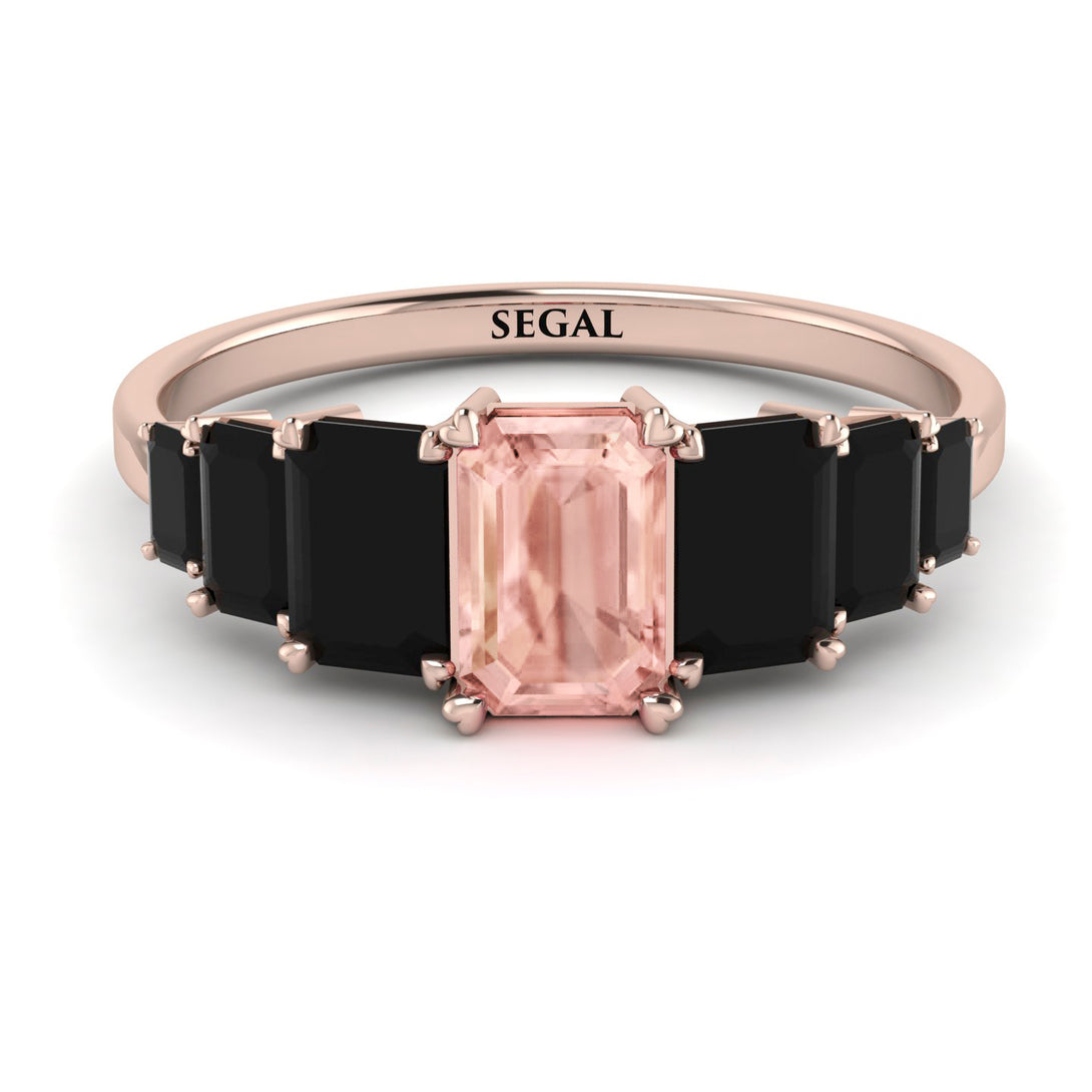 Emerald Cut Morganite Geometrical Ring - Briella No. 908