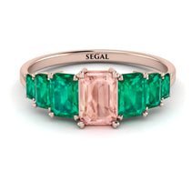 Emerald Cut Morganite Geometrical Ring - Briella No. 905 image 1