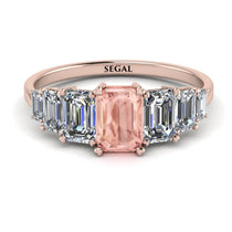 Emerald Cut Morganite Geometrical Ring - Briella No. 902 image 1