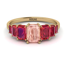Emerald Cut Morganite Geometrical Ring - Briella No. 910 image 1