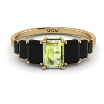 Emerald Cut Peridot Geometrical Ring - Briella No. 707 image 1