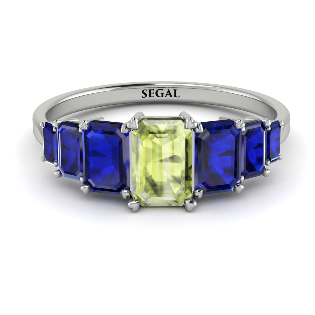 Emerald Cut Peridot Geometrical Ring - Briella No. 715