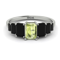 Emerald Cut Peridot Geometrical Ring - Briella No. 709 image 1