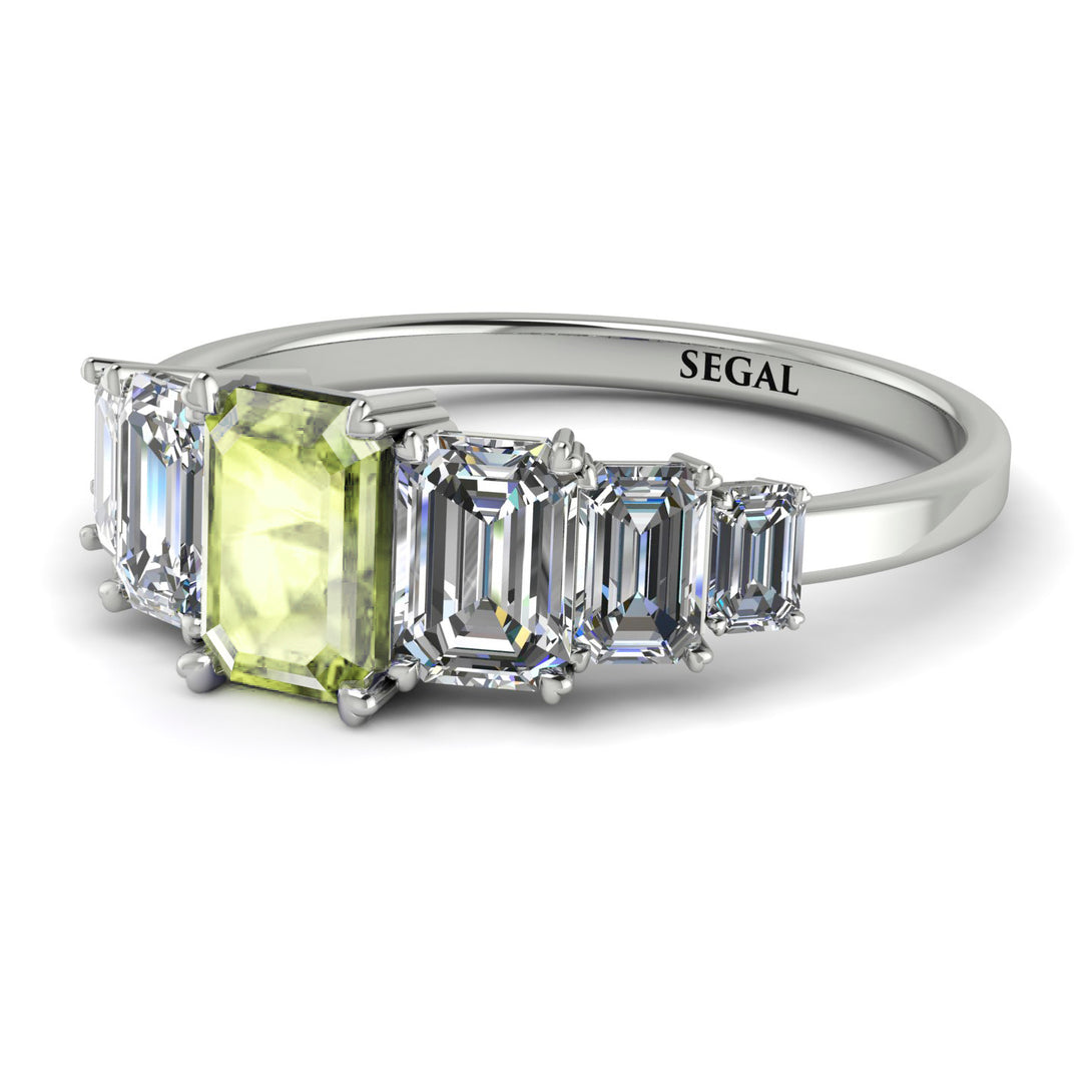 Emerald Cut Peridot Geometrical Ring - Briella No. 703