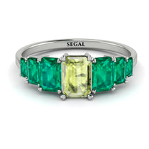 Emerald Cut Peridot Geometrical Ring - Briella No. 706 image 1