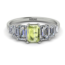 Emerald Cut Peridot Geometrical Ring - Briella No. 703 image 1