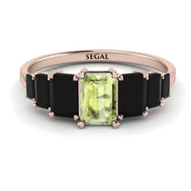 Emerald Cut Peridot Geometrical Ring - Briella No. 708 image 1