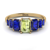 Emerald Cut Peridot Geometrical Ring - Briella No. 713 image 1