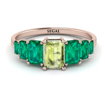 Emerald Cut Peridot Geometrical Ring - Briella No. 705 image 1