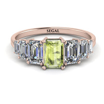 Emerald Cut Peridot Geometrical Ring - Briella No. 702 image 1