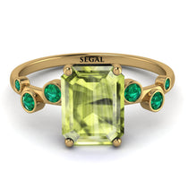 Emerald Cut Peridot Ring With Bezel - Alina No. 704 image 1