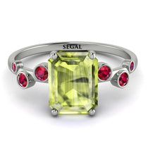 Emerald Cut Peridot Ring With Bezel - Alina No. 712 image 1