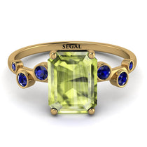 Emerald Cut Peridot Ring With Bezel - Alina No. 713 image 1