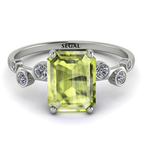 Emerald Cut Peridot Ring With Bezel - Alina No. 703 image 1