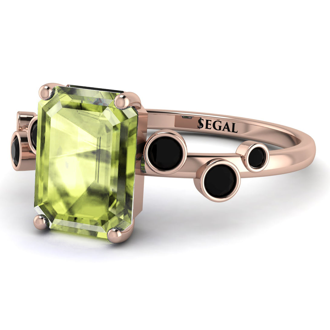 Emerald Cut Peridot Ring With Bezel - Alina No. 708