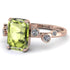 Emerald Cut Peridot Ring With Bezel - Alina No. 702