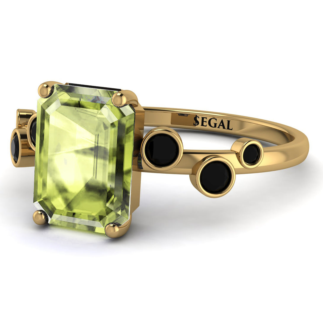 Emerald Cut Peridot Ring With Bezel - Alina No. 707