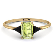 Emerald Cut Peridot With Triangles Ring - Remi No. 707 image 1