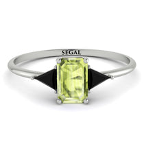 Emerald Cut Peridot With Triangles Ring - Remi No. 709 image 1