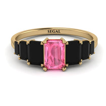 Emerald Cut Pink Moissanite Geometrical Ring - Briella No. 807 image 1