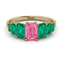 Emerald Cut Pink Moissanite Geometrical Ring - Briella No. 804 image 1