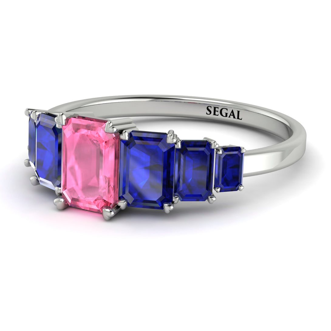 Emerald Cut Pink Moissanite Geometrical Ring - Briella No. 815