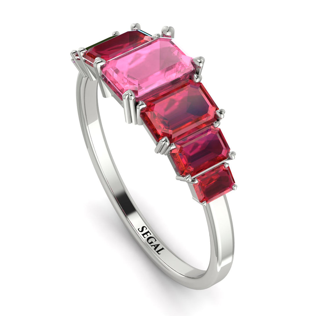 Emerald Cut Pink Moissanite Geometrical Ring - Briella No. 812
