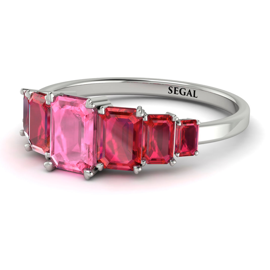 Emerald Cut Pink Moissanite Geometrical Ring - Briella No. 812
